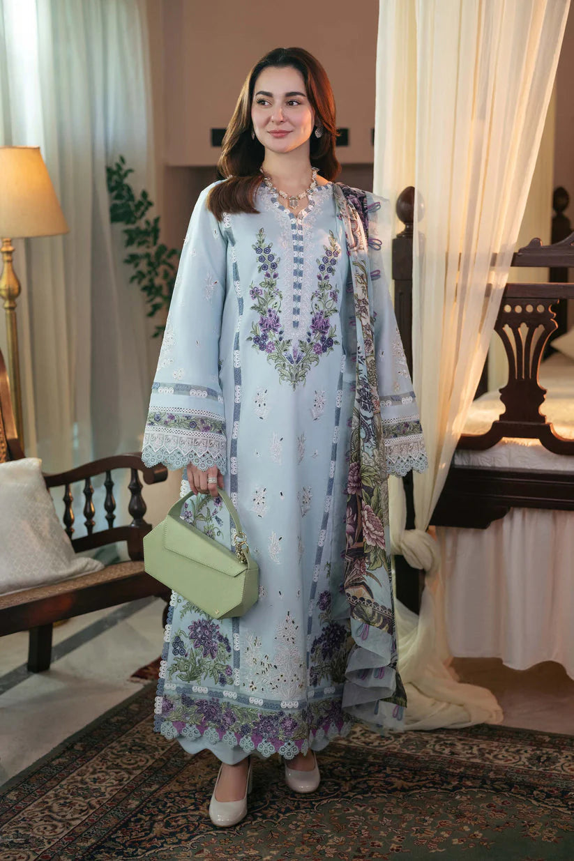Lawn-3PC Embroidered Shirt with Digital Printed Jacquard Dupatta-1390