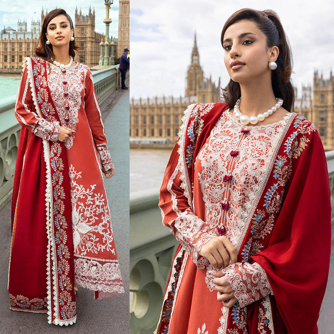 Dhanak 3PC Embroidered With Dhanak Embroidered Shawl-130