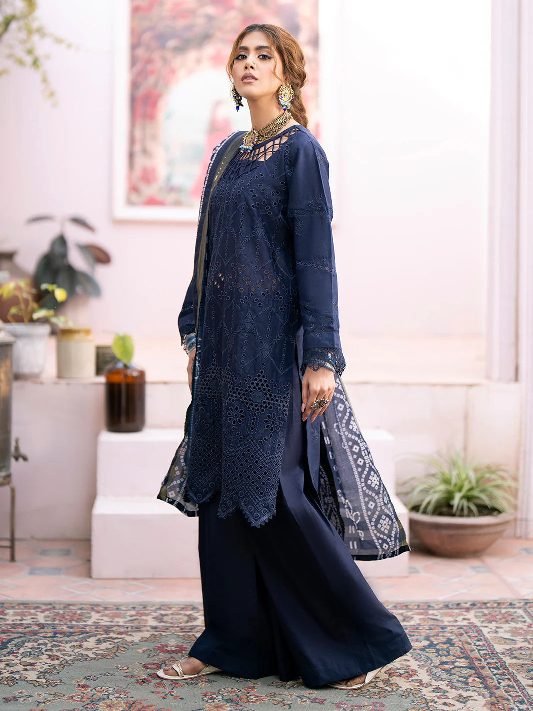 3PC Dhanak Embroidered With Digital Printed Wool Shawl-118