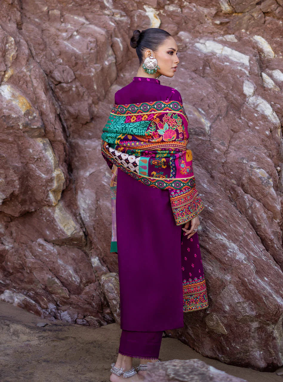 3PC Dhanak Embroidered Shirt With Printed Dupatta-681