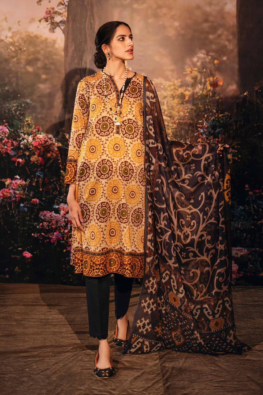 Lawn 3PC Printed With Printed Voile Dupatta-754