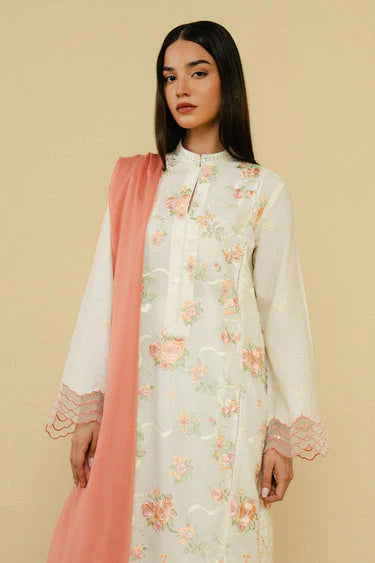 Embroidered 3PC With Dhanak Embroidered Dupatta-203