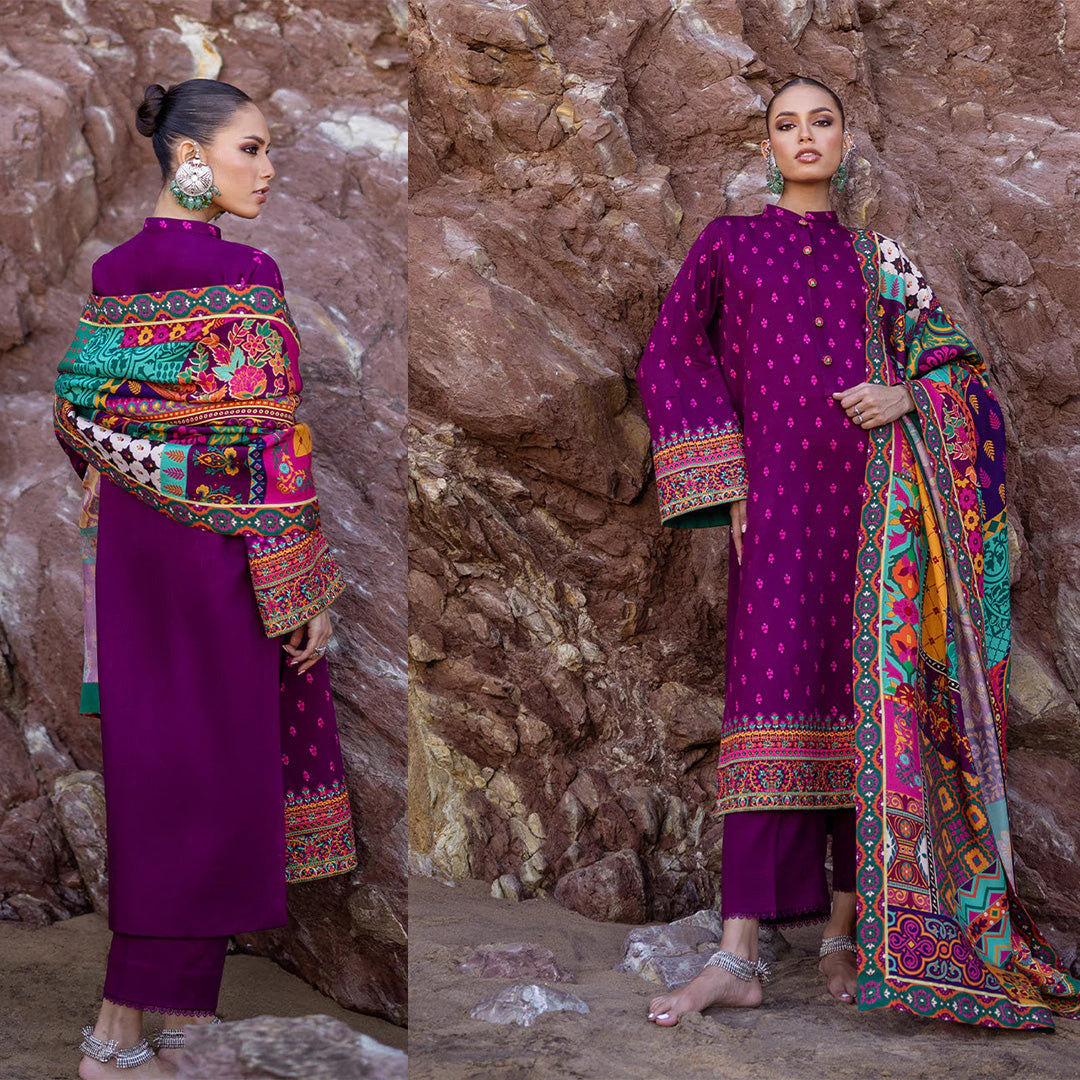 3PC Dhanak Embroidered Shirt With Printed Dupatta-681
