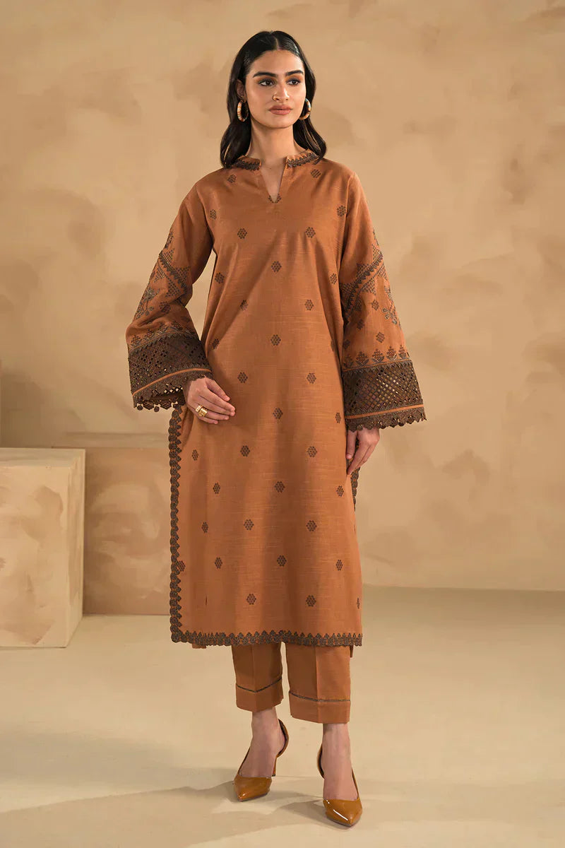 Dhanak 3PC  Embroidered suit with Printed Dupatta-1313