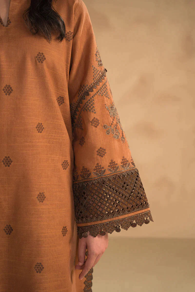 Dhanak 3PC  Embroidered suit with Printed Dupatta-1313