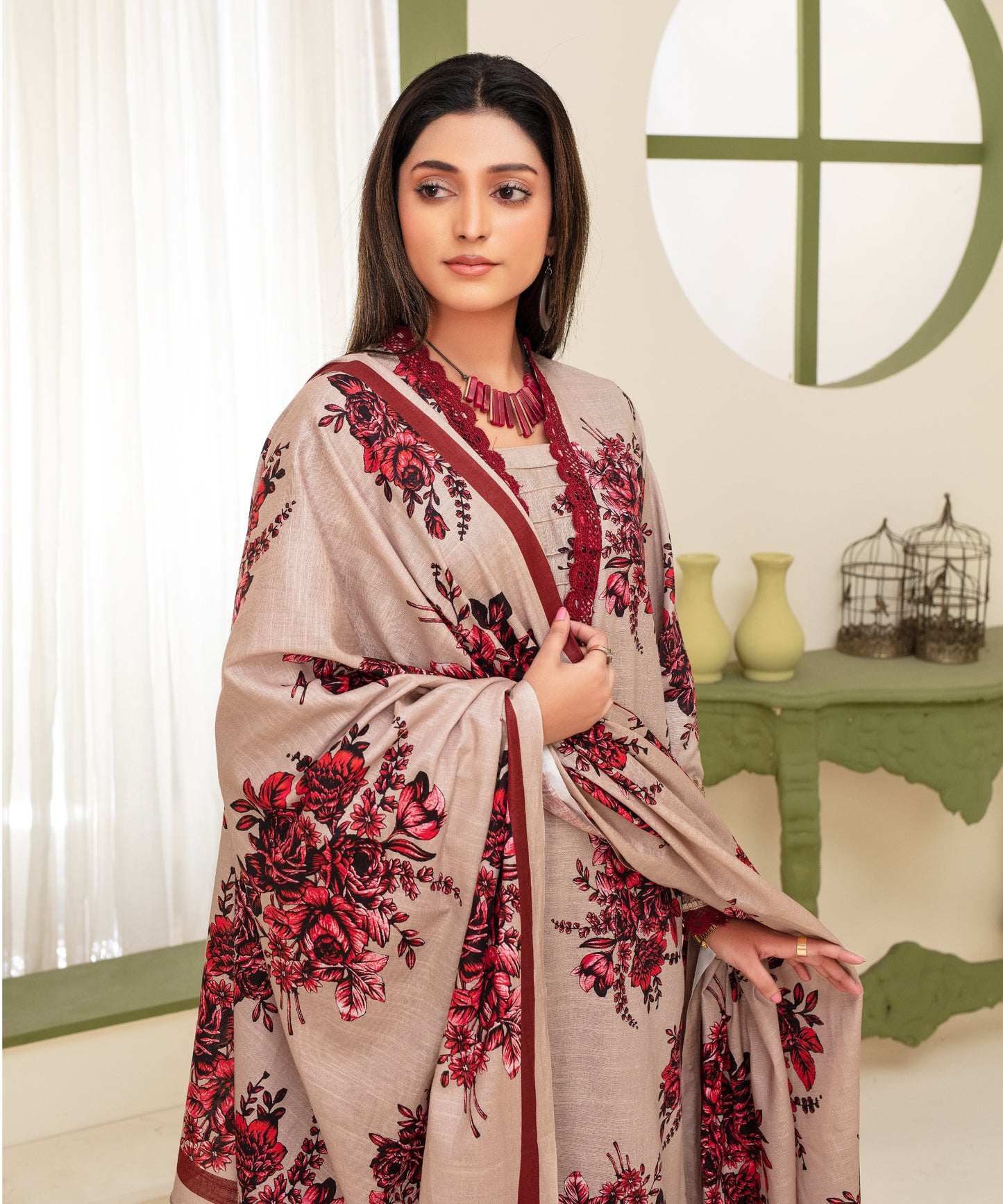 KHADDAR 3PC WITH KHADDAR PRINTED SHIRT & TROUSER-917