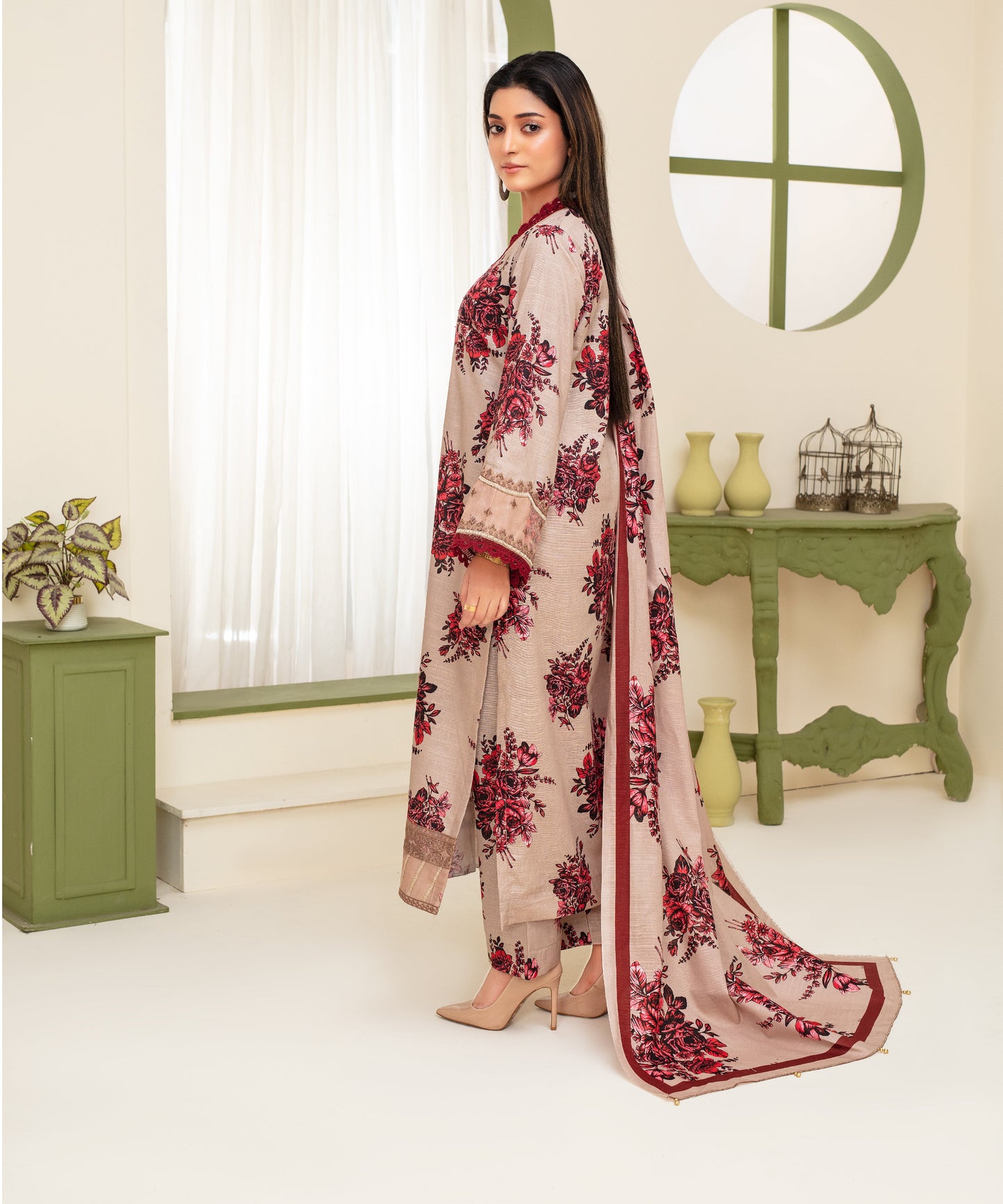 KHADDAR 3PC WITH KHADDAR PRINTED SHIRT & TROUSER-917