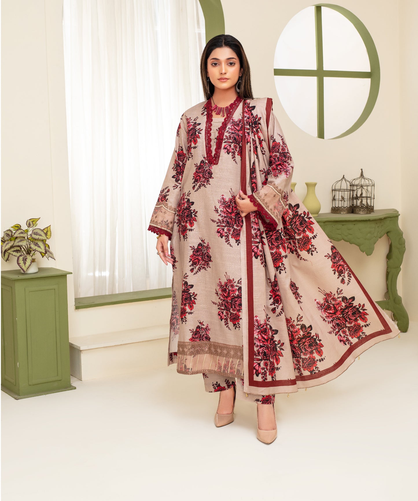 KHADDAR 3PC WITH KHADDAR PRINTED SHIRT & TROUSER-917