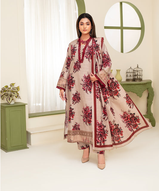 KHADDAR 3PC WITH KHADDAR PRINTED SHIRT & TROUSER-917
