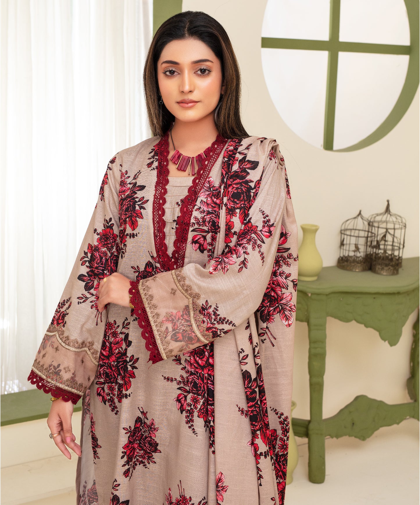 KHADDAR 3PC WITH KHADDAR PRINTED SHIRT & TROUSER-917