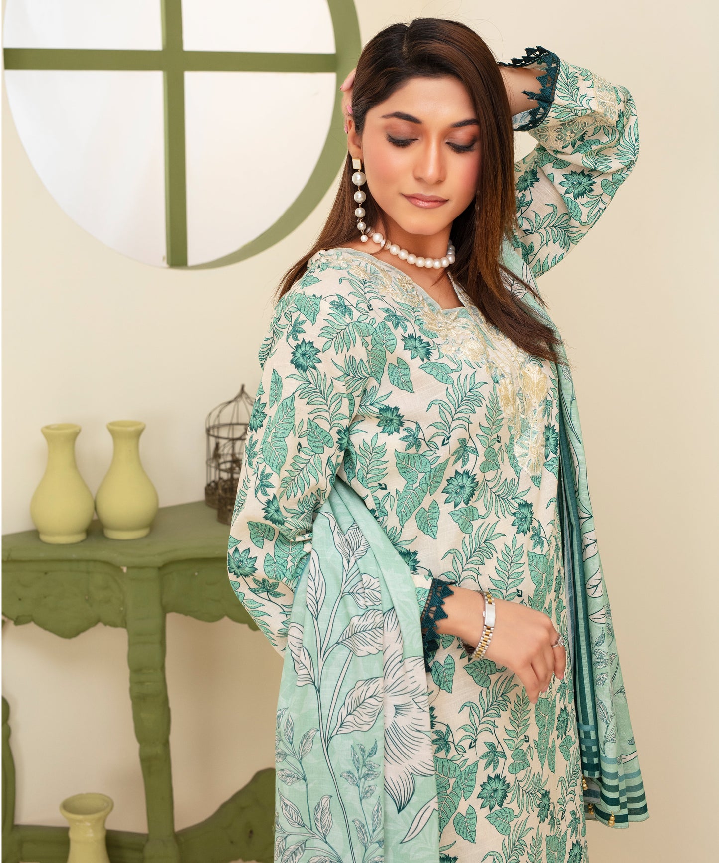 KHADDAR 3PC WITH KHADDAR PRINTED SHIRT & TROUSER-906
