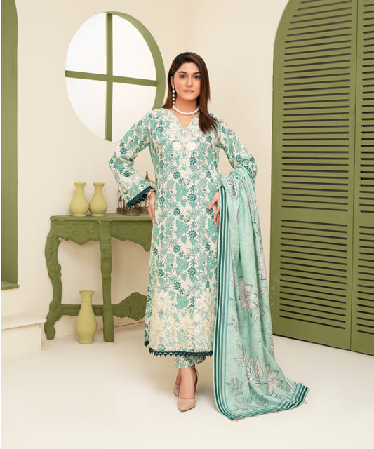KHADDAR 3PC WITH KHADDAR PRINTED SHIRT & TROUSER-906