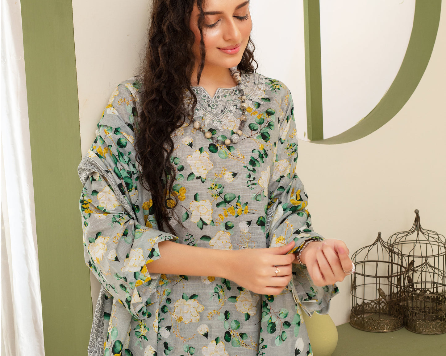 KHADDAR 3PC WITH KHADDAR PRINTED SHIRT & TROUSER-915