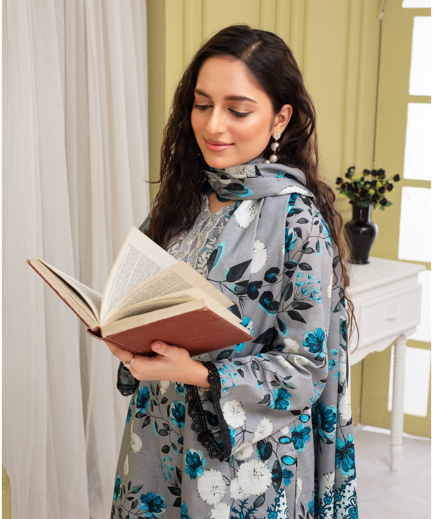 KHADDAR 3PC WITH KHADDAR PRINTED SHIRT & TROUSER-916