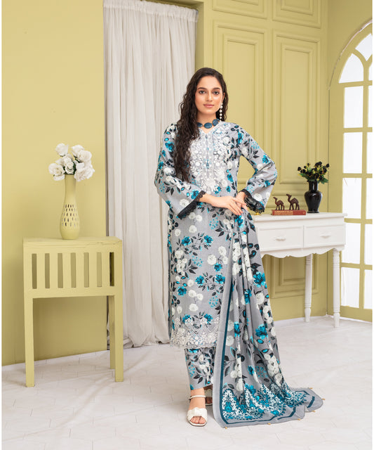 KHADDAR 3PC WITH KHADDAR PRINTED SHIRT & TROUSER-916