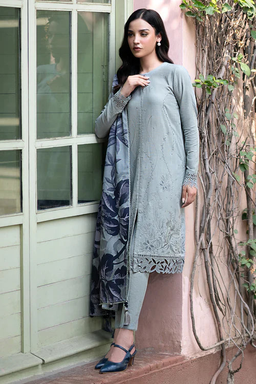 Dhanak 3PC Embroidered With Digital Printed Wool Shawl-284