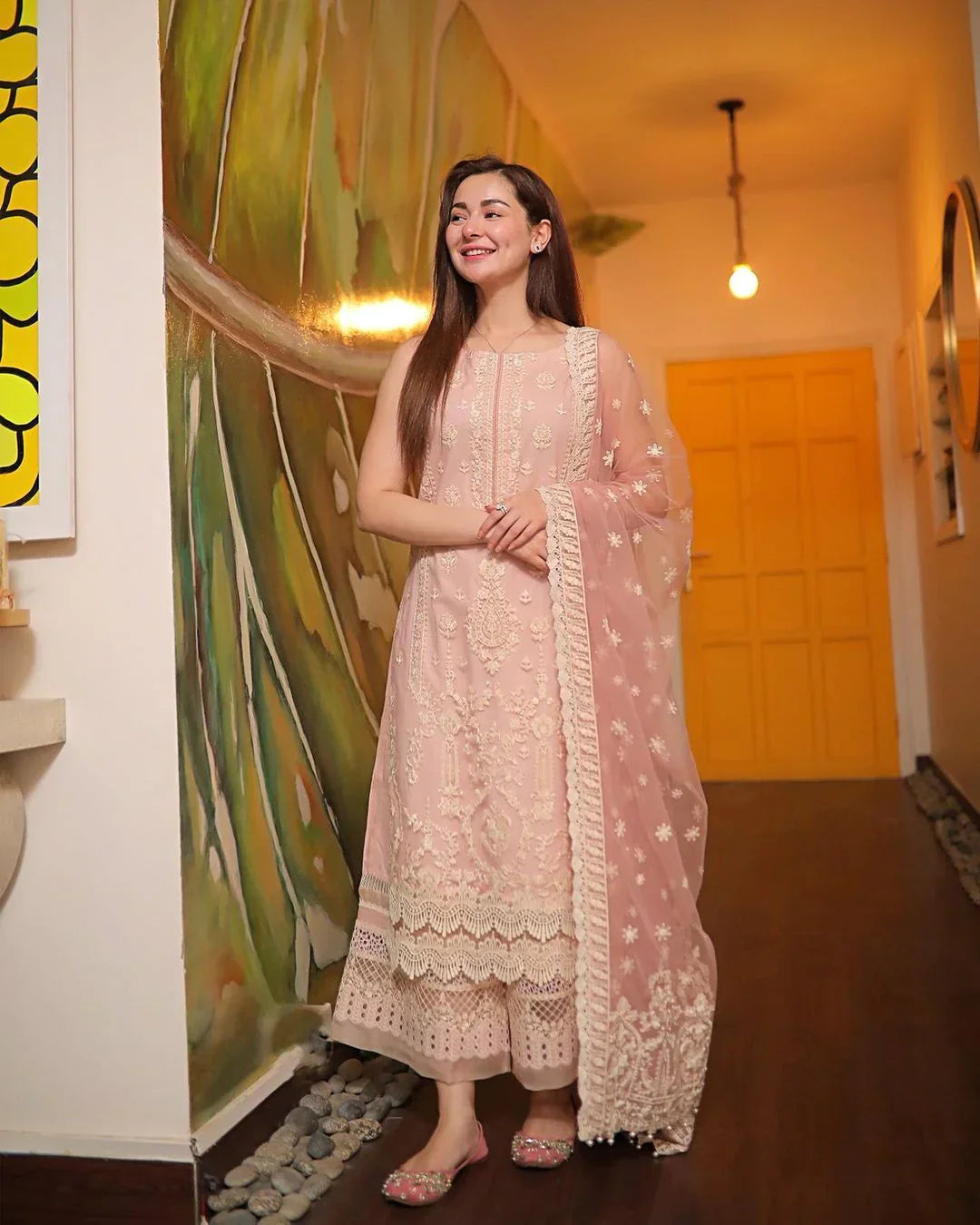 Lawn 3PC Embroidered With Organza Embroidered Dupatta-1049