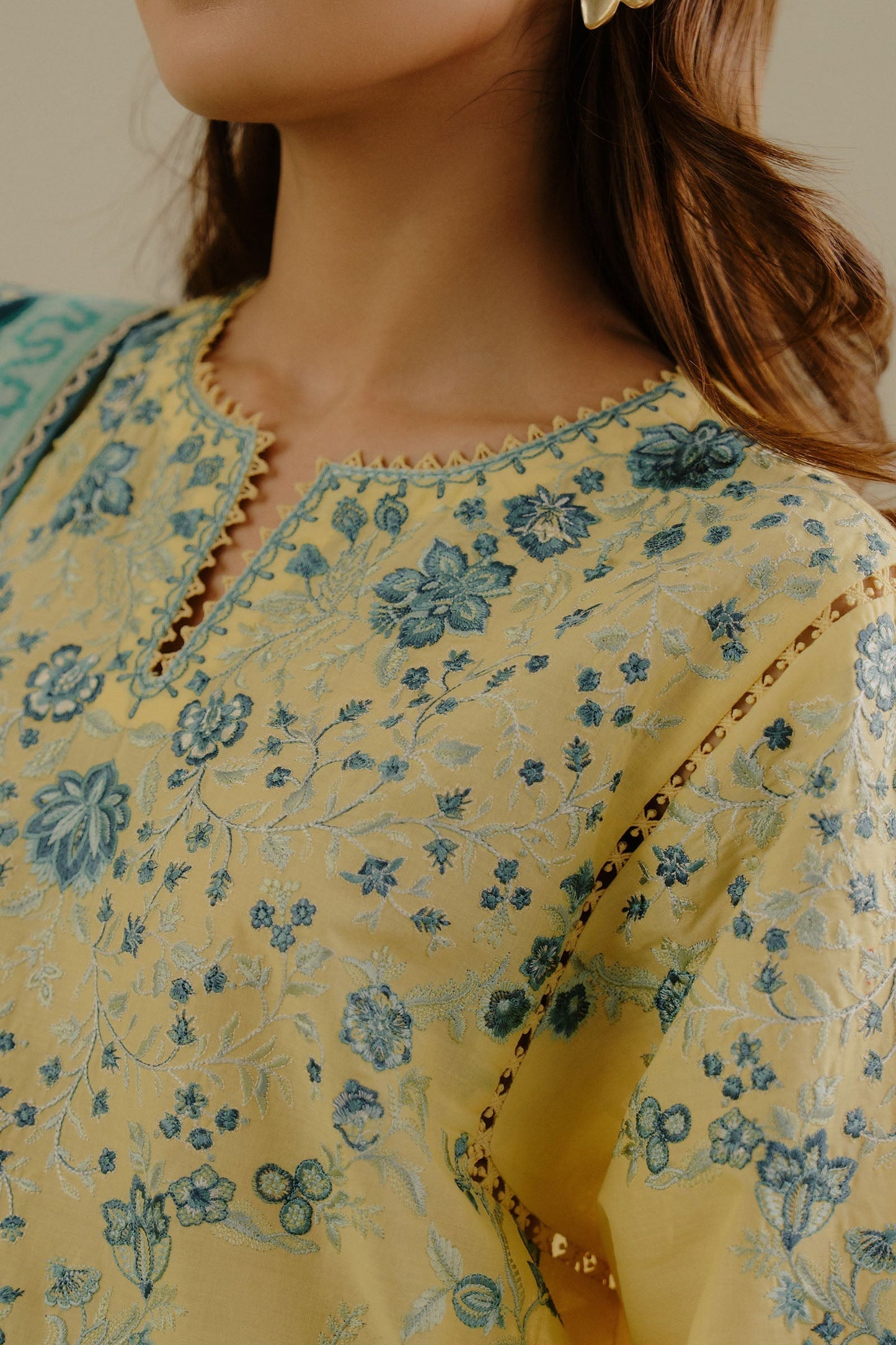 Lawn-3PC Embroidered Shirt with Digital Printed Jacquard Dupatta-1394