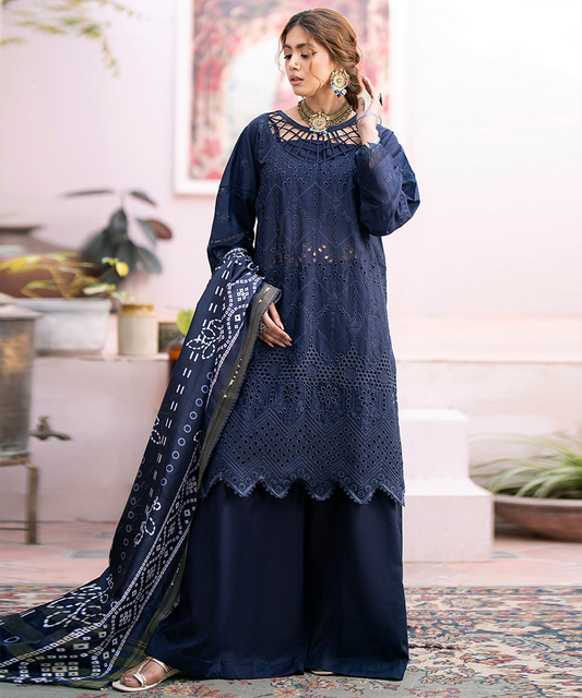 3PC  Dhanak Embroidered With Digital Printed Wool Shawl-118