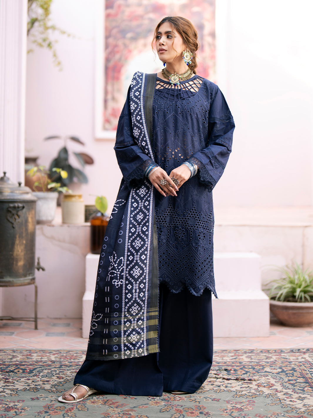3PC  Dhanak Embroidered With Digital Printed Wool Shawl-118