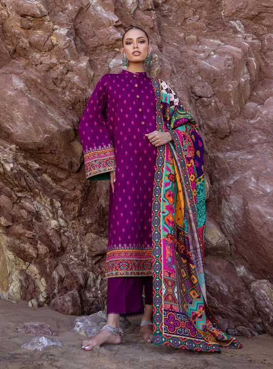 3PC Dhanak Embroidered Shirt With Printed Dupatta-681