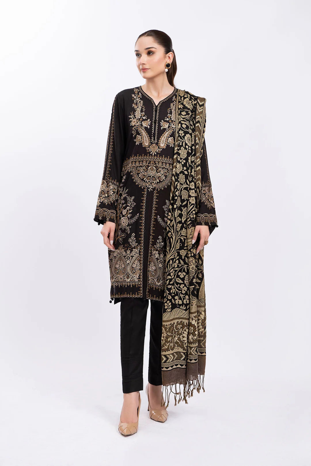 Mariab wool shawl 3pc dress.