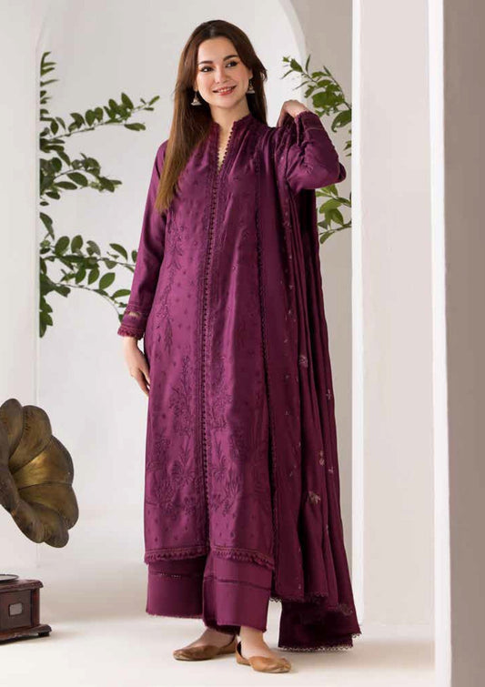 3PC DHANAK EMBROIDERED SHIRT WITH DHANAK EMBROIDERED SHAWL AND TROUSER-144