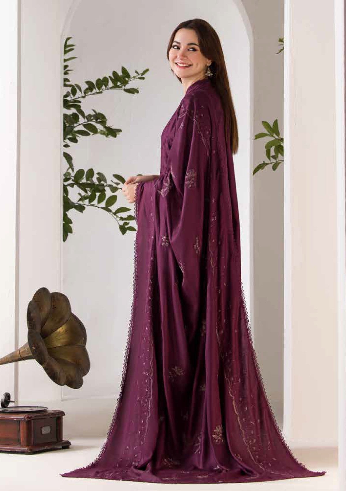3PC DHANAK EMBROIDERED SHIRT WITH DHANAK EMBROIDERED SHAWL AND TROUSER-144