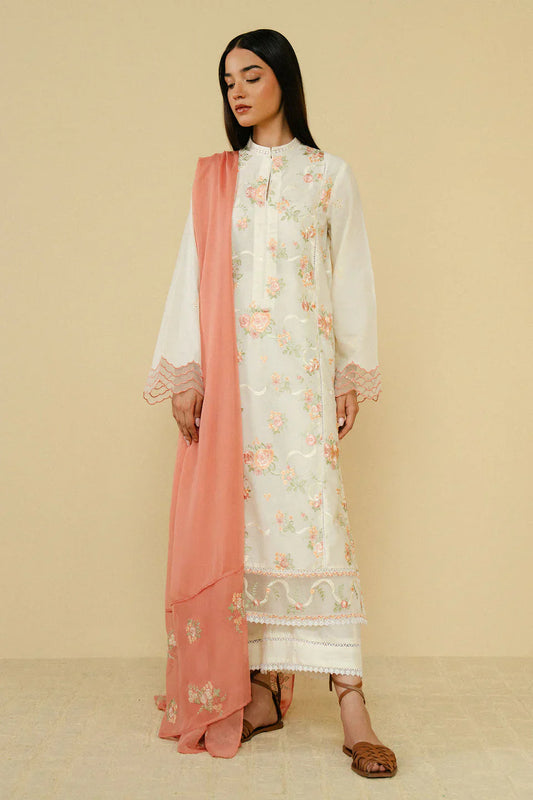 Embroidered 3PC  With Dhanak Embroidered Dupatta-203