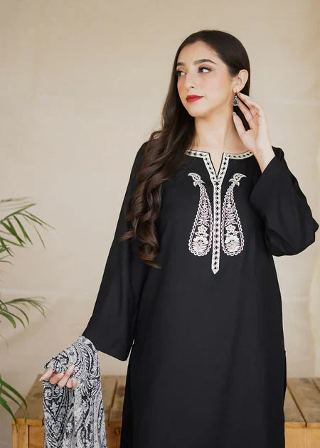 Dhanak 3PC Embroidered With Digital Printed Wool Shawl-601